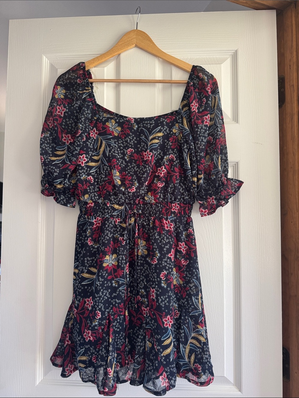 Trixxi Navy Mini Dress with Pink & Gold Floral Print